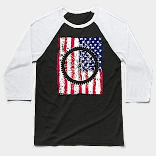 Mountain bike Cycling American Flag 4th of July Gift Baseball T-Shirt